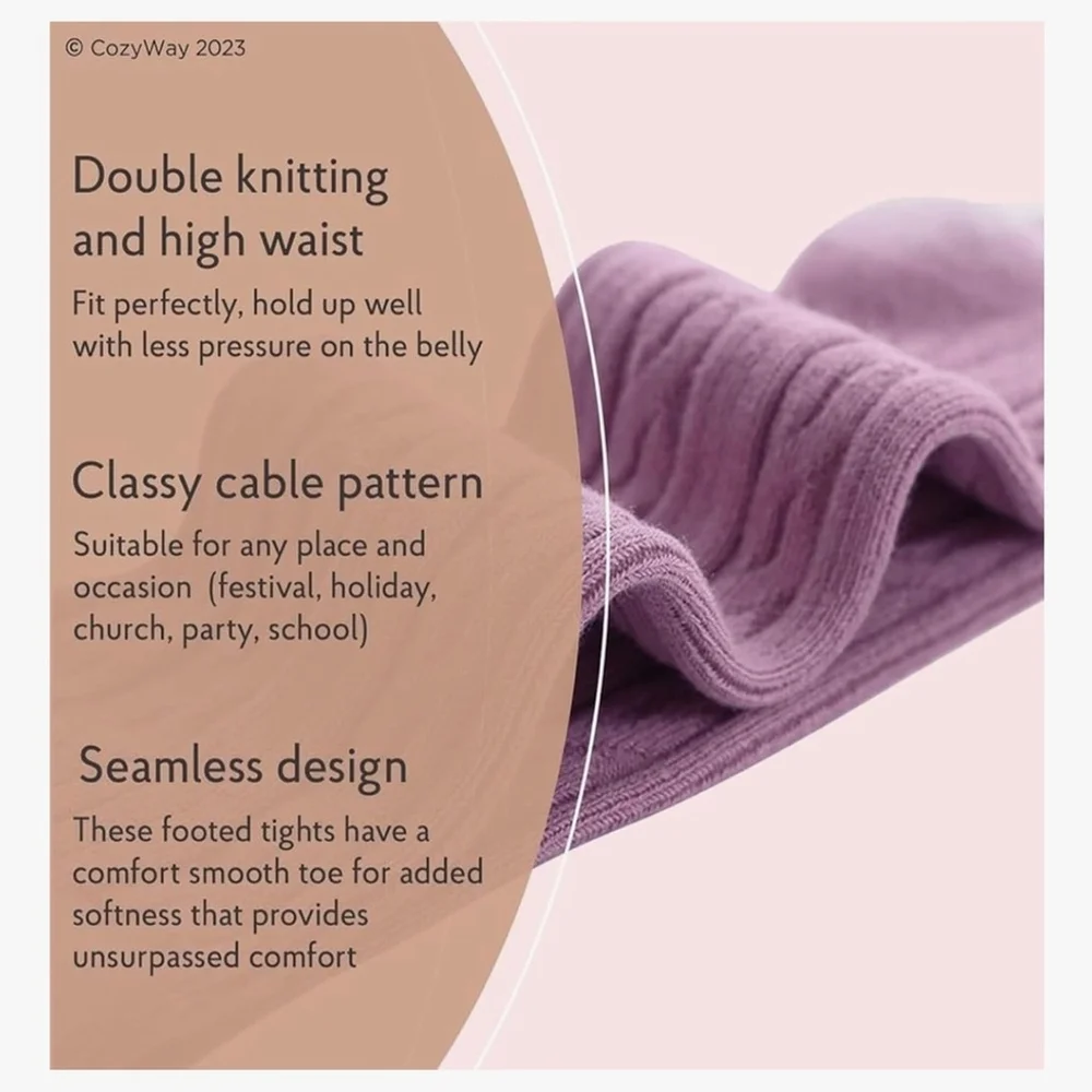 NEW Baby & Toddler Tights Leggings Cable Knit Cotton Pink 3 Pack 2-4T